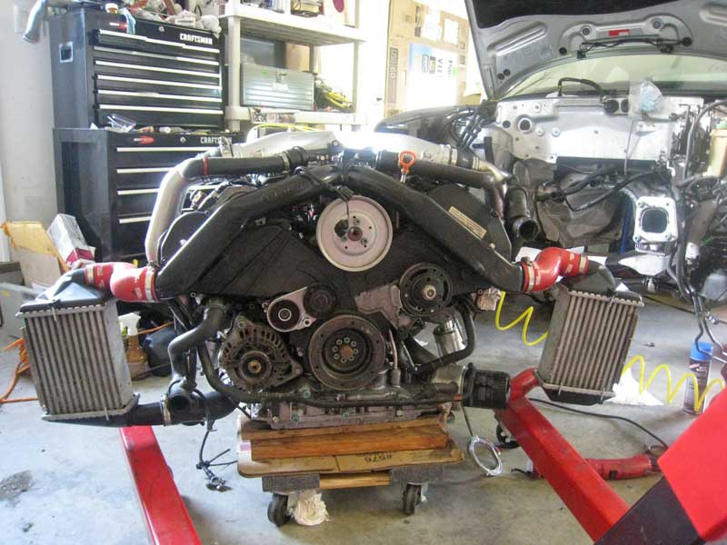 Audi B5 S4 motor being pressure tested
