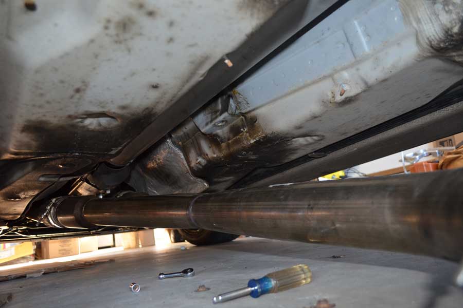 Audi B5 S4 single piece driveshaft and 034 single 3.5" exhaust pipe